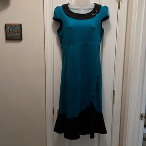 Nice-forever Vintage Contrast Teal Dress Sz ~ L
